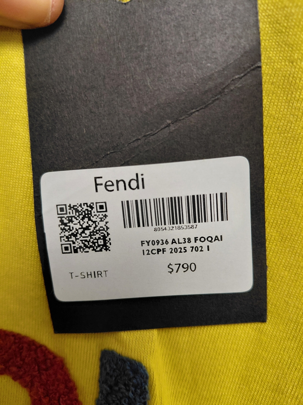 Fendi Men’s Yellow Crewneck Sweater with Multicolor Logo